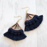 Load image into Gallery viewer, Macramé Wooden Tassel Earrings - Short
